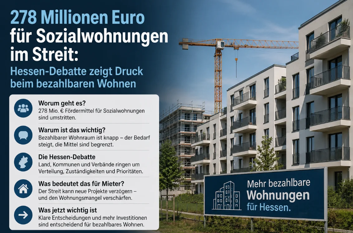 278 Millionen Euro für Sozialwohnungen im Streit: Hessen-Debatte zeigt Druck beim bezahlbaren Wohnen