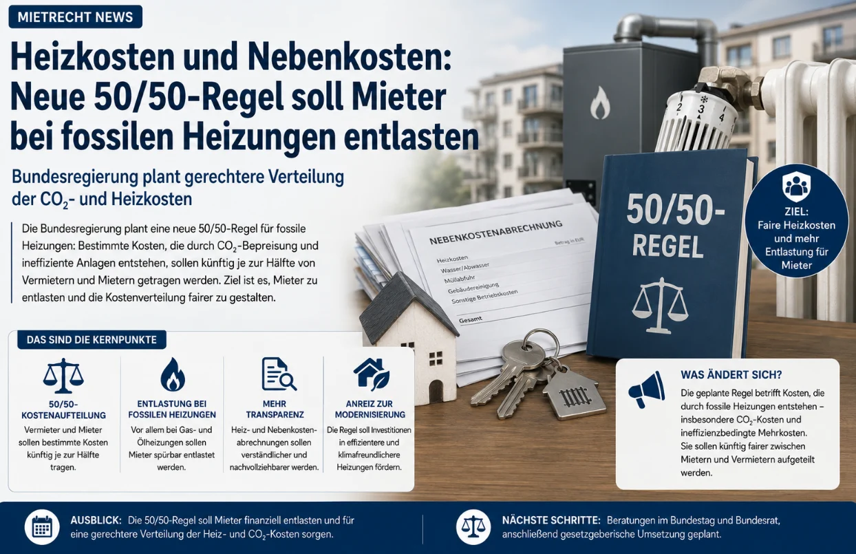 Heizkosten und Nebenkosten: Neue 50/50-Regel soll Mieter bei fossilen Heizungen entlasten