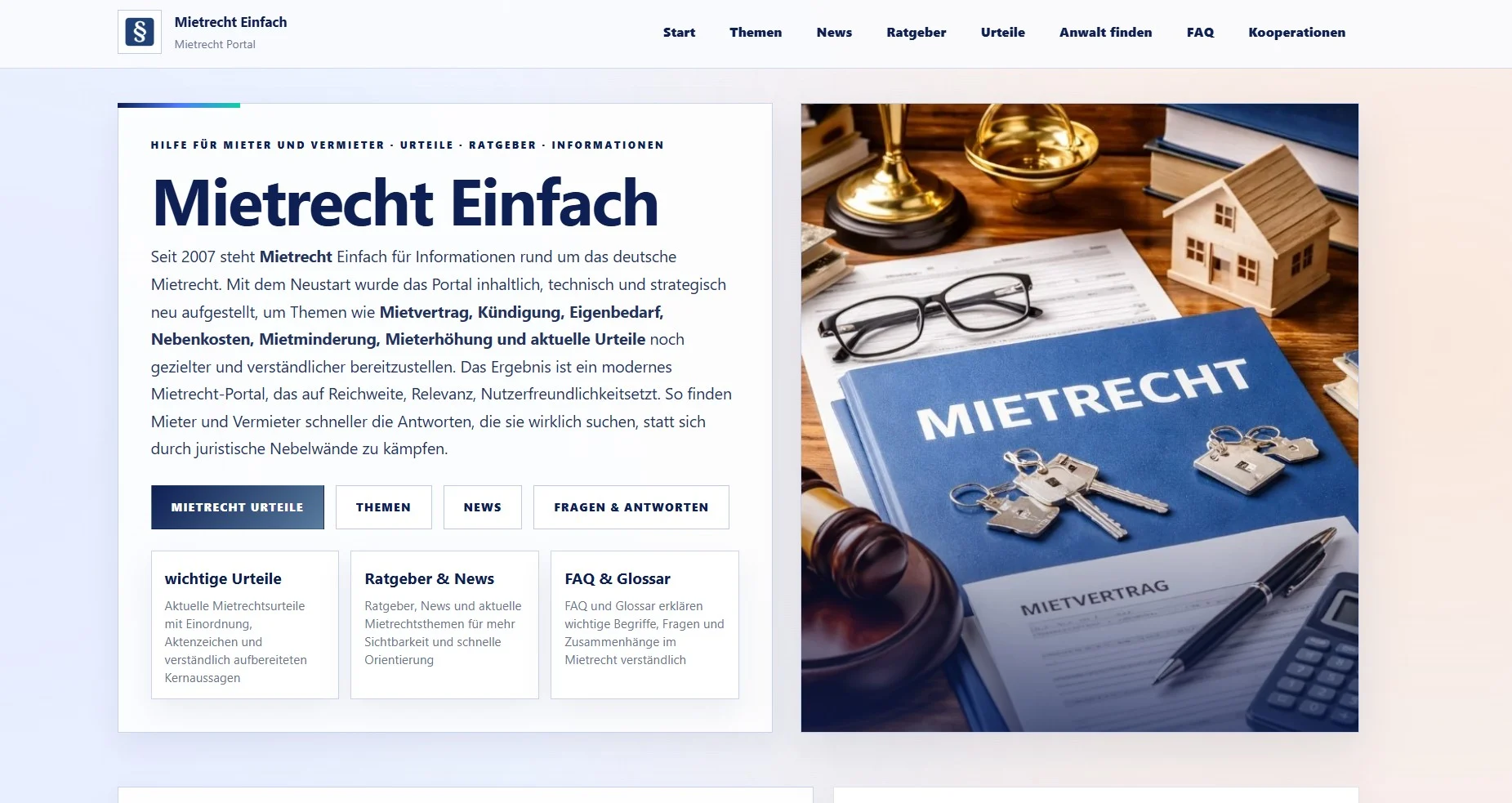 Mietrecht-Einfach.de relauncht: Mietrecht-Portal startet mit neuen Funktionen, besserer Struktur und mehr Orientierung