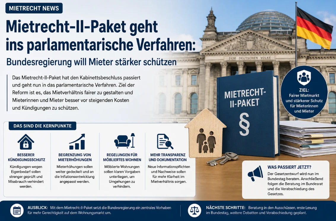 Mietrecht-II-Paket geht ins parlamentarische Verfahren: Bundesregierung will Mieter stärker schützen