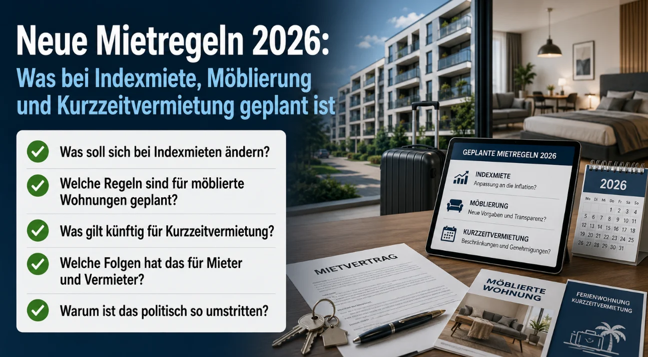 Neue Mietregeln 2026: Was bei Indexmiete, Möblierung und Kurzzeitvermietung geplant ist