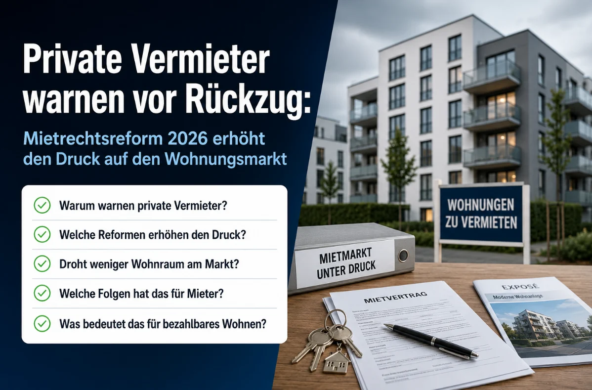 Private Vermieter warnen vor Rückzug: Mietrechtsreform 2026 erhöht den Druck auf den Wohnungsmarkt
