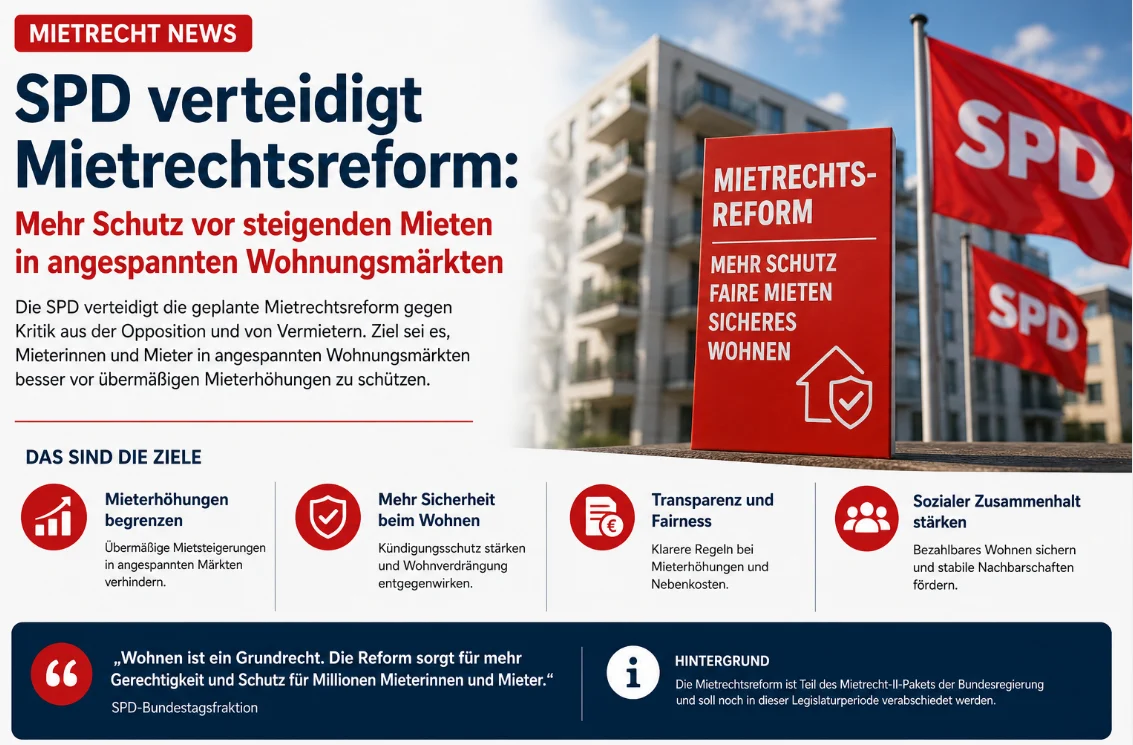 SPD verteidigt Mietrechtsreform: Mehr Schutz vor steigenden Mieten in angespannten Wohnungsmärkten