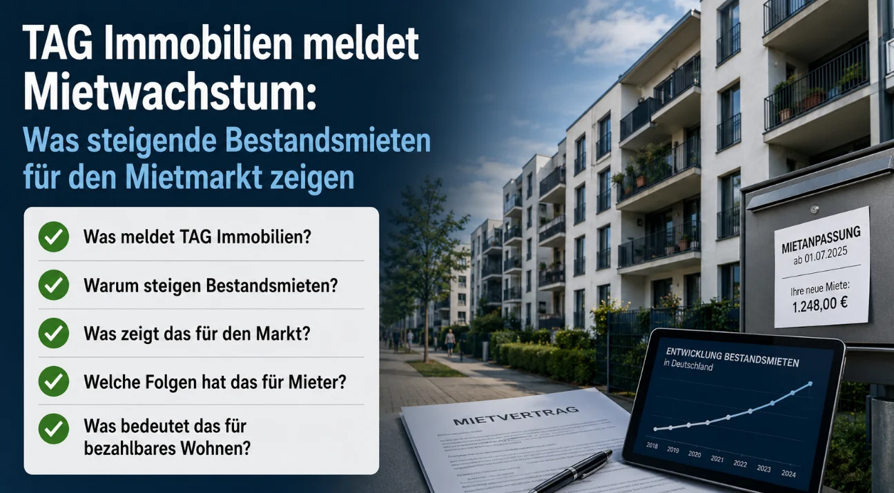 TAG Immobilien meldet Mietwachstum: Was steigende Bestandsmieten für den Mietmarkt zeigen
