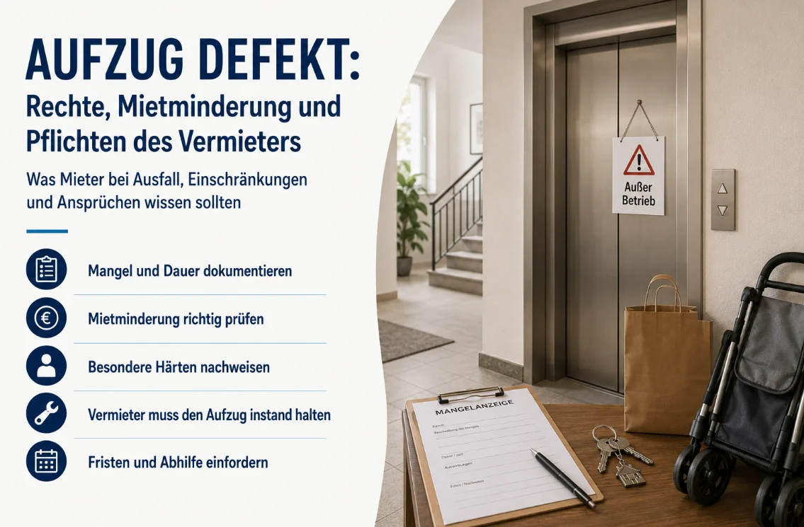Aufzug defekt: Rechte, Mietminderung und Pflichten des Vermieters