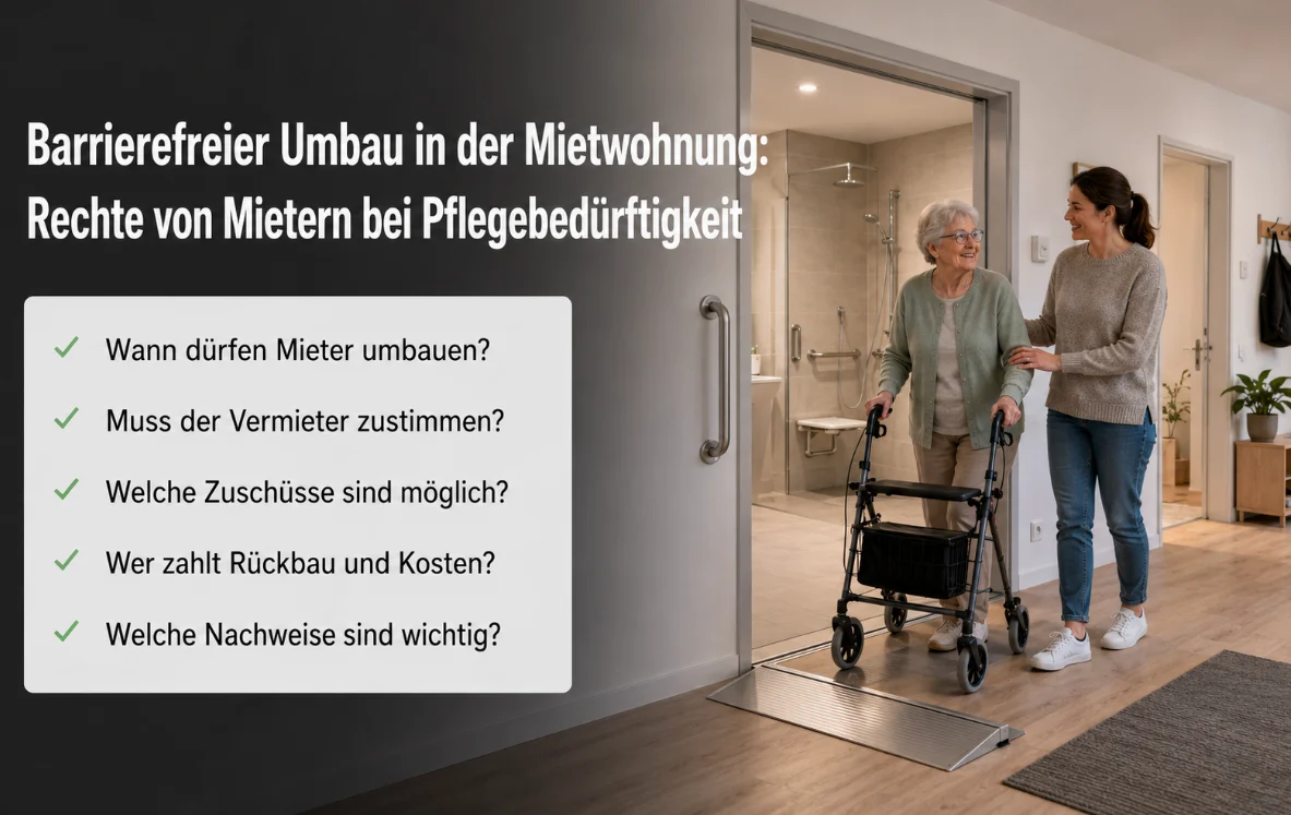 Barrierefreier Umbau in der Mietwohnung: Rechte von Mietern bei Pflegebedürftigkeit