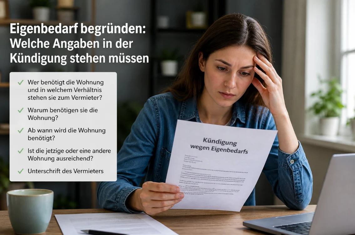 Eigenbedarf begründen: Welche Angaben in der Kündigung stehen müssen