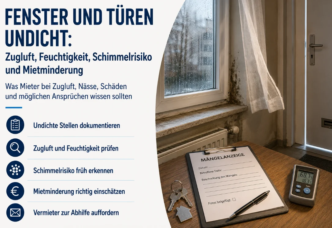 Fenster und Türen undicht: Zugluft, Feuchtigkeit, Schimmelrisiko und Mietminderung