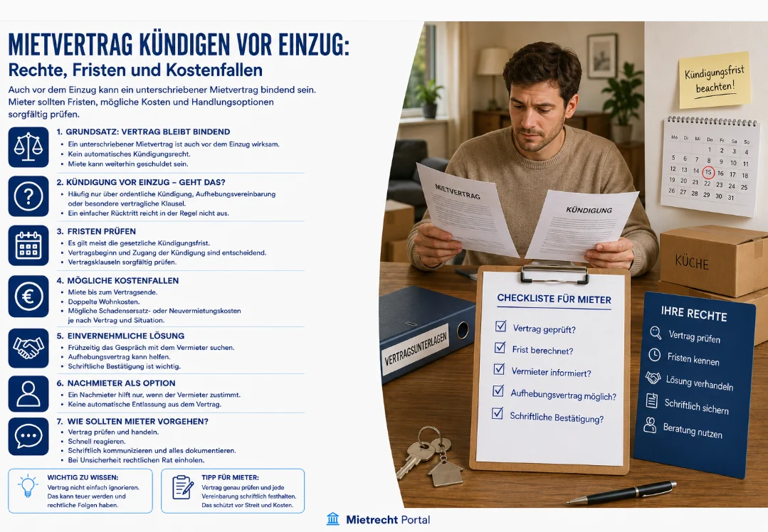 Mietvertrag kündigen vor Einzug: Rechte, Fristen und Kostenfallen