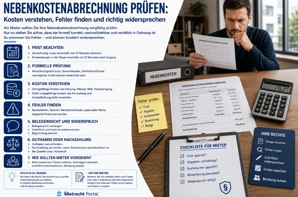 Nebenkostenabrechnung prüfen: Kosten verstehen, Fehler finden und richtig widersprechen