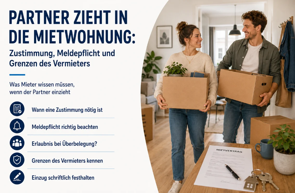 Partner zieht in die Mietwohnung: Zustimmung, Meldepflicht und Grenzen des Vermieters