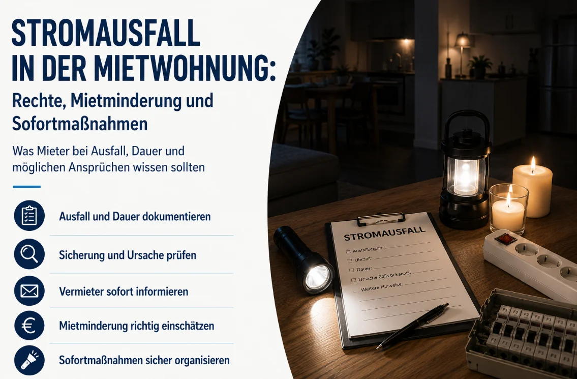 Stromausfall in der Mietwohnung: Rechte, Mietminderung und Sofortmaßnahmen