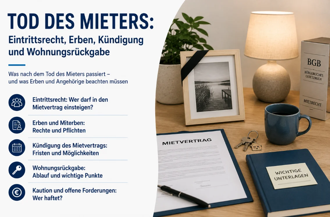 Tod des Mieters: Eintrittsrecht, Erben, Kündigung und Wohnungsrückgabe