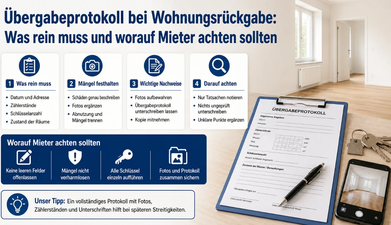 Übergabeprotokoll bei Wohnungsrückgabe: Was rein muss und worauf Mieter achten sollten