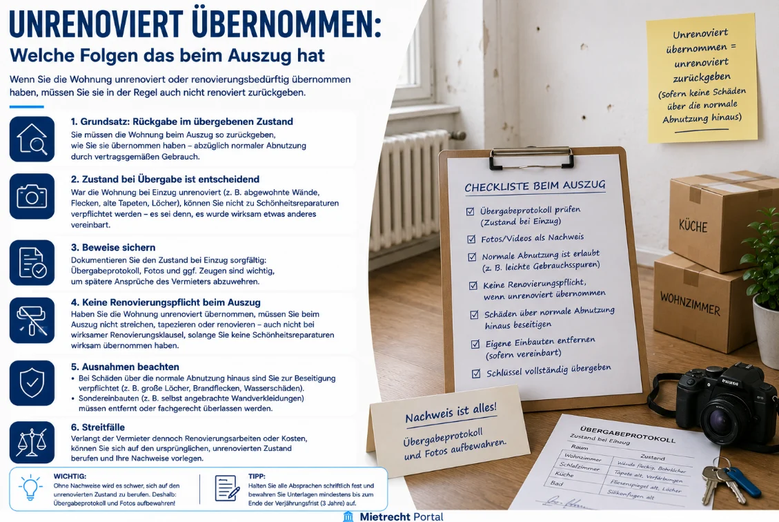 Unrenoviert übernommen: Welche Folgen das beim Auszug hat