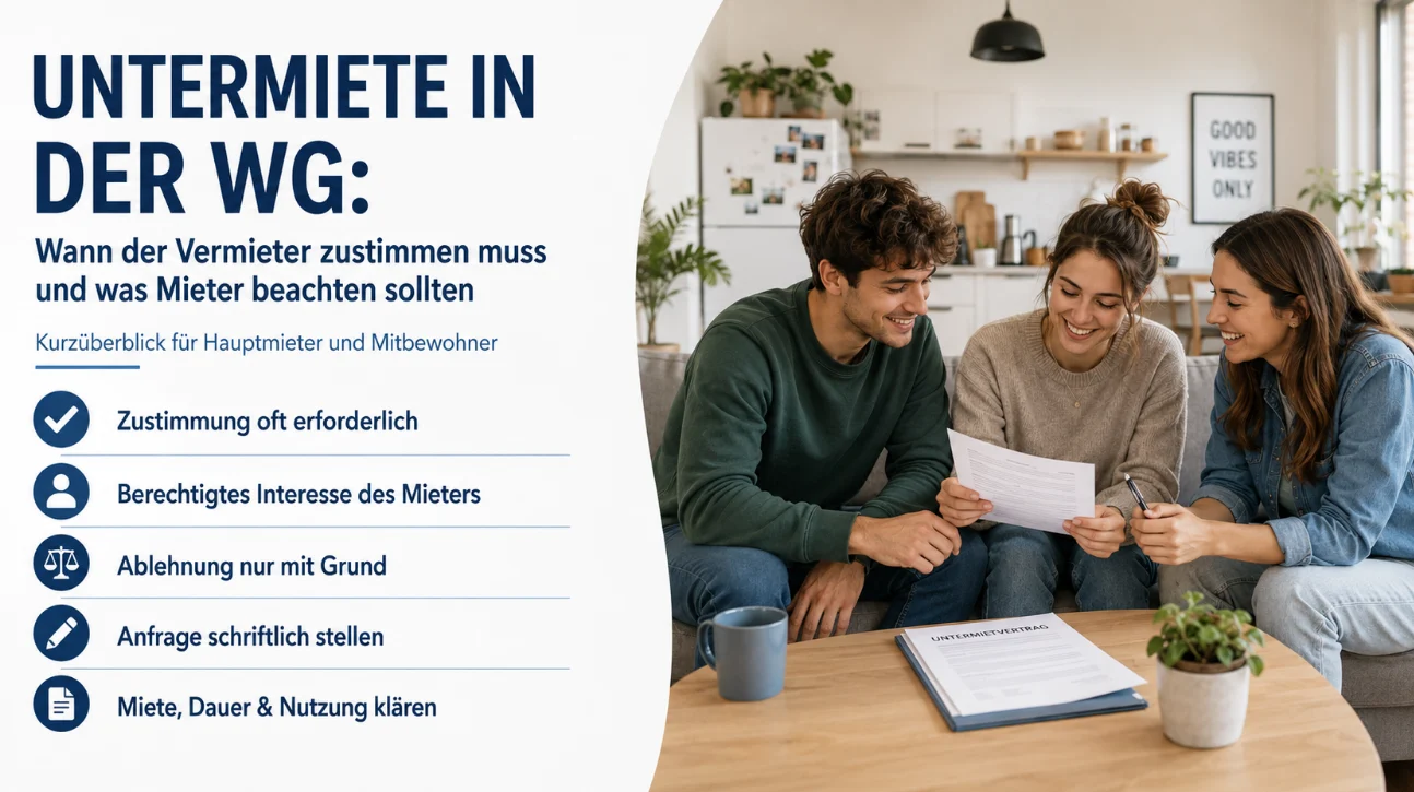 Untermiete in der WG: Wann der Vermieter zustimmen muss und was Mieter beachten sollten