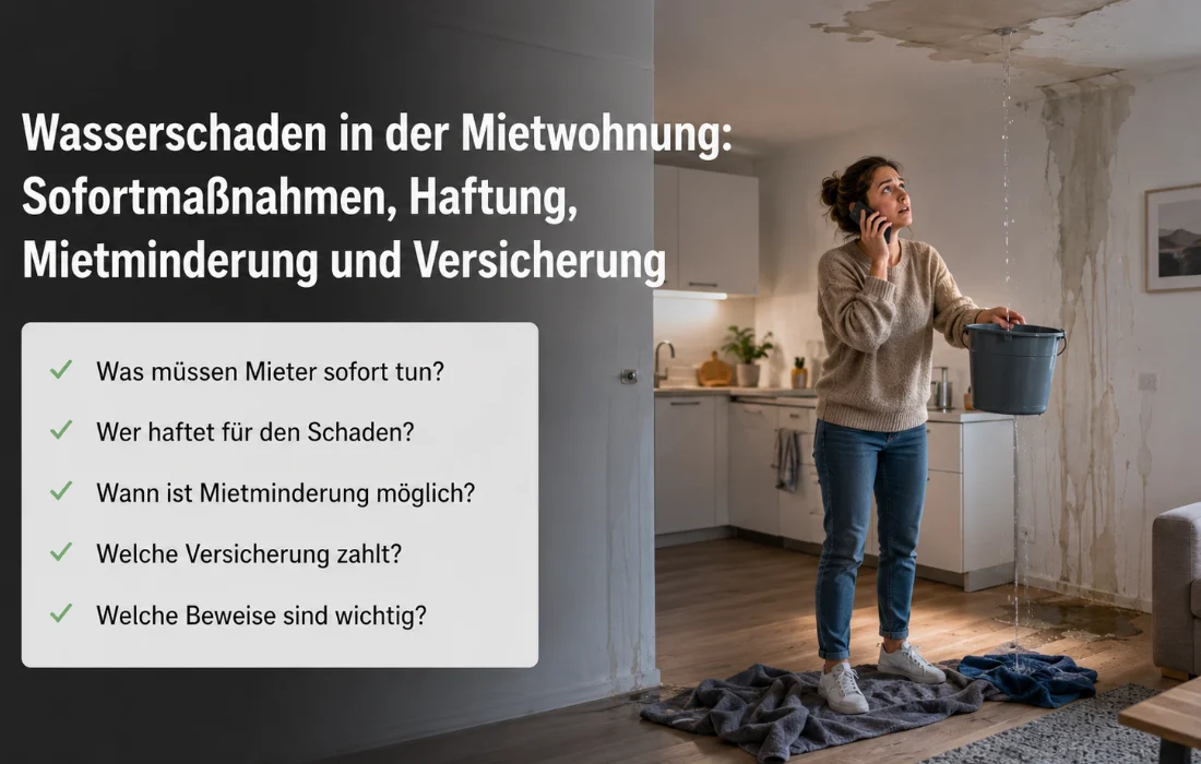 Wasserschaden in der Mietwohnung: Sofortmaßnahmen, Haftung, Mietminderung und Versicherung