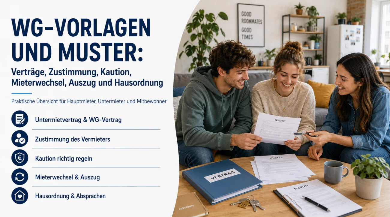 WG-Vorlagen und Muster: Verträge, Zustimmung, Kaution, Mieterwechsel, Auszug und Hausordnung