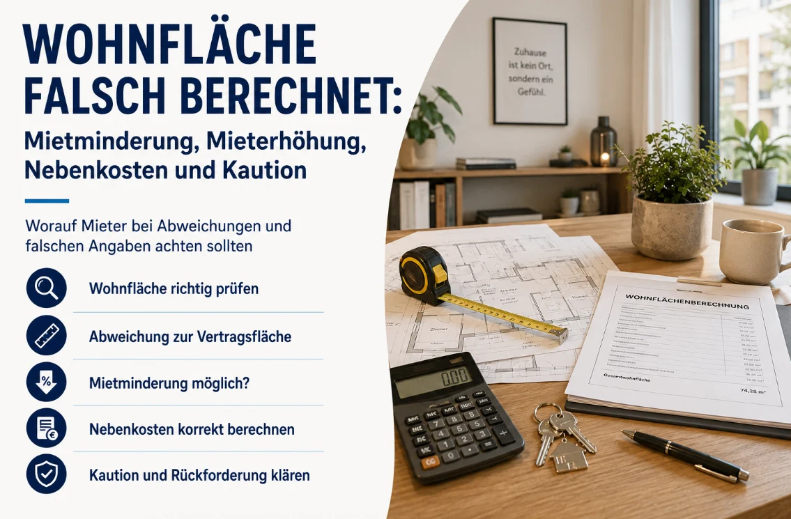 Wohnfläche falsch berechnet: Mietminderung, Mieterhöhung, Nebenkosten und Kaution