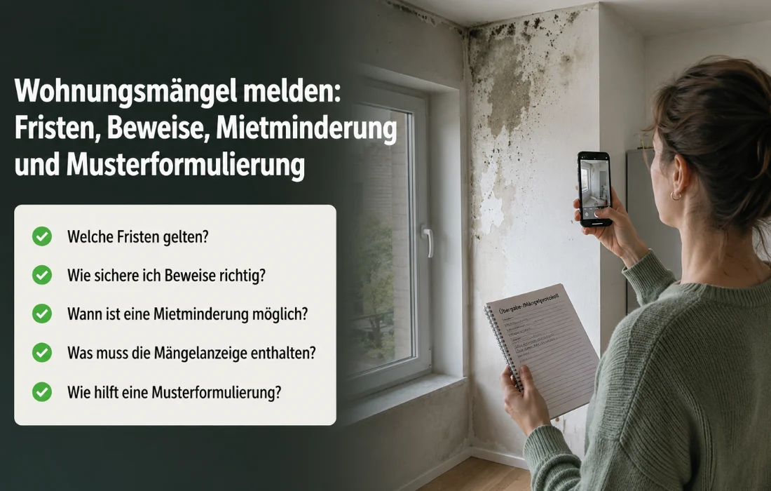Wohnungsmängel melden: Fristen, Beweise, Mietminderung und Musterformulierung