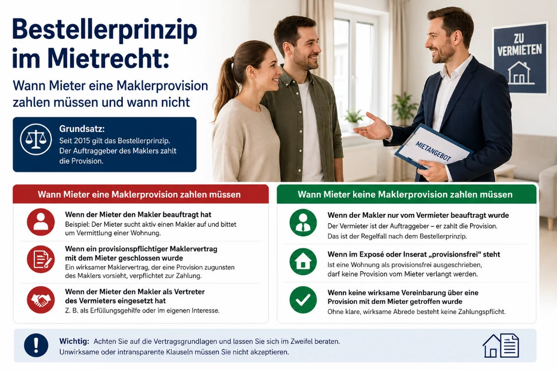 Bestellerprinzip im Mietrecht: Wann Mieter eine Maklerprovision zahlen müssen und wann nicht