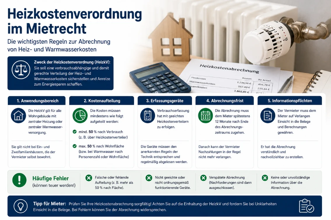 Heizkostenverordnung im Mietrecht: Verbrauchsabhängige Abrechnung, Kürzungsrecht und Pflichten des Vermieters
