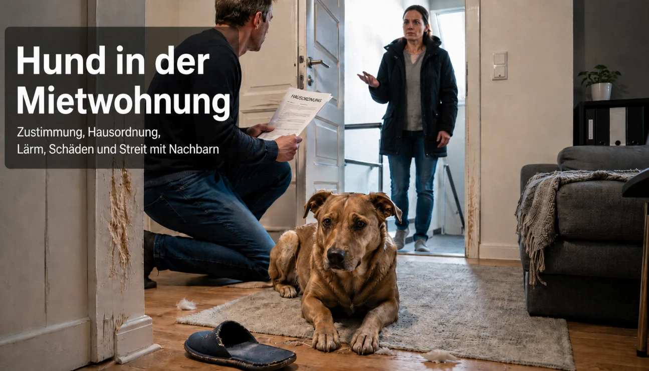 Hund in der Mietwohnung: Zustimmung, Hausordnung, Lärm, Schäden und Streit mit Nachbarn