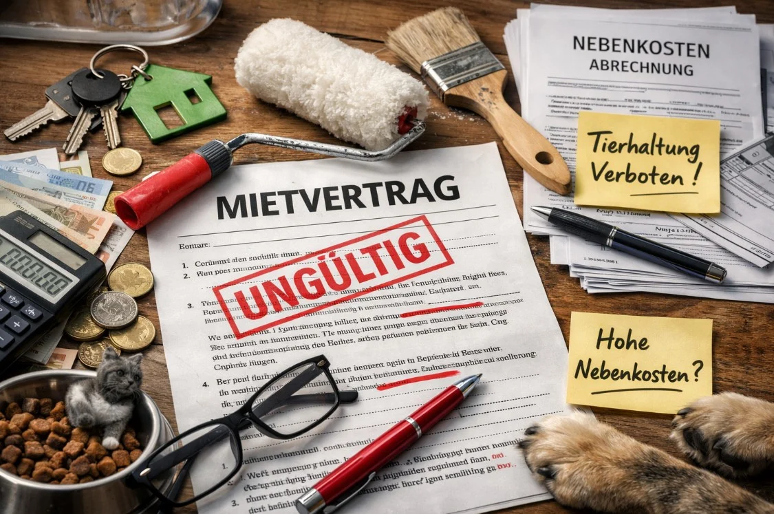 Unwirksame Klauseln im Mietvertrag: Schönheitsreparaturen, Nebenkosten, Tierhaltung und andere typische Fallen