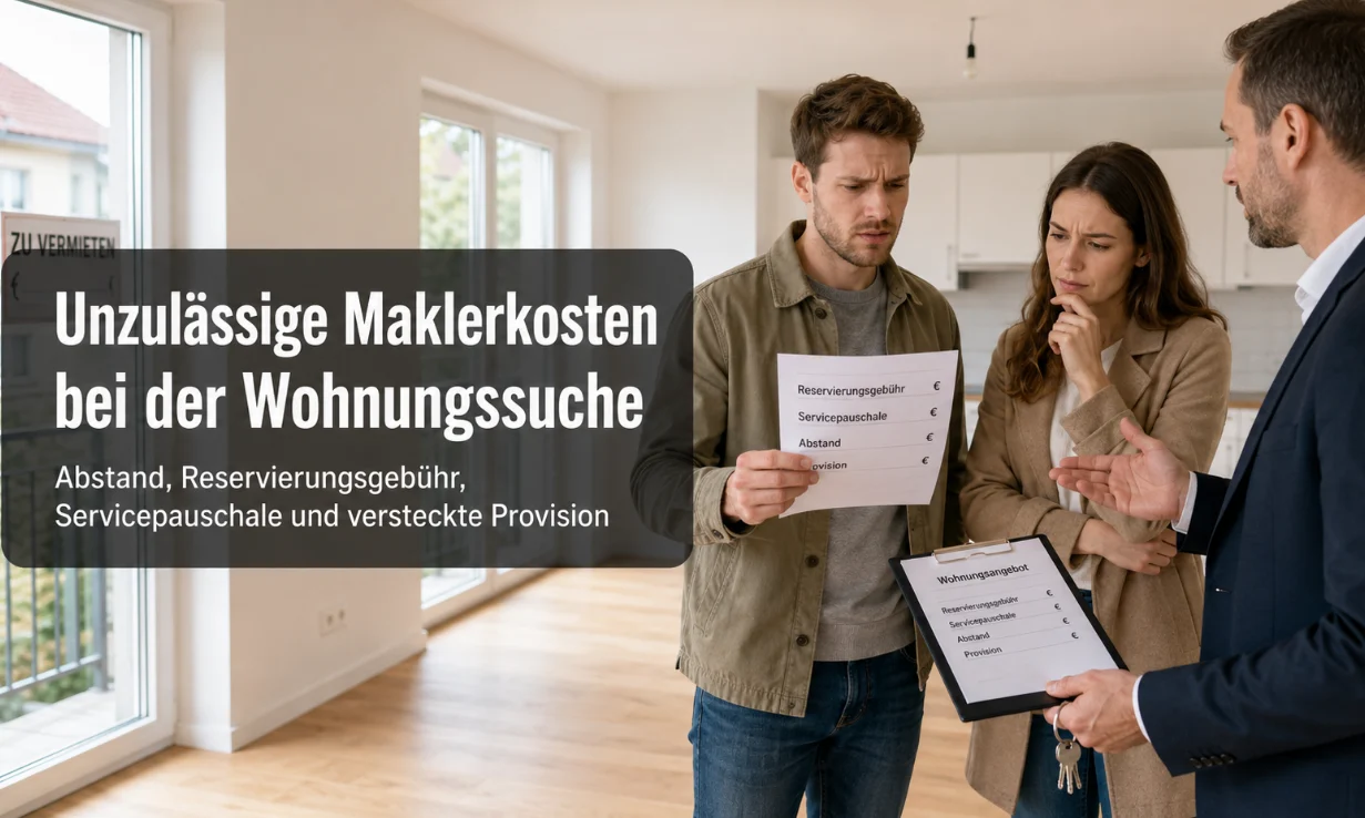 Unzulässige Maklerkosten bei der Wohnungssuche: Abstand, Reservierungsgebühr, Servicepauschale und versteckte Provision